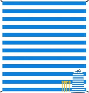 Blue Stripe Beach Blanket Sandproof Waterproof, Extra Large 78"×86" Beach Mat for 1-4 Adults w/Stake & Pocket,Compact Lightweight Sand Free Picnic Mat Beach Essential-Ultra Marine