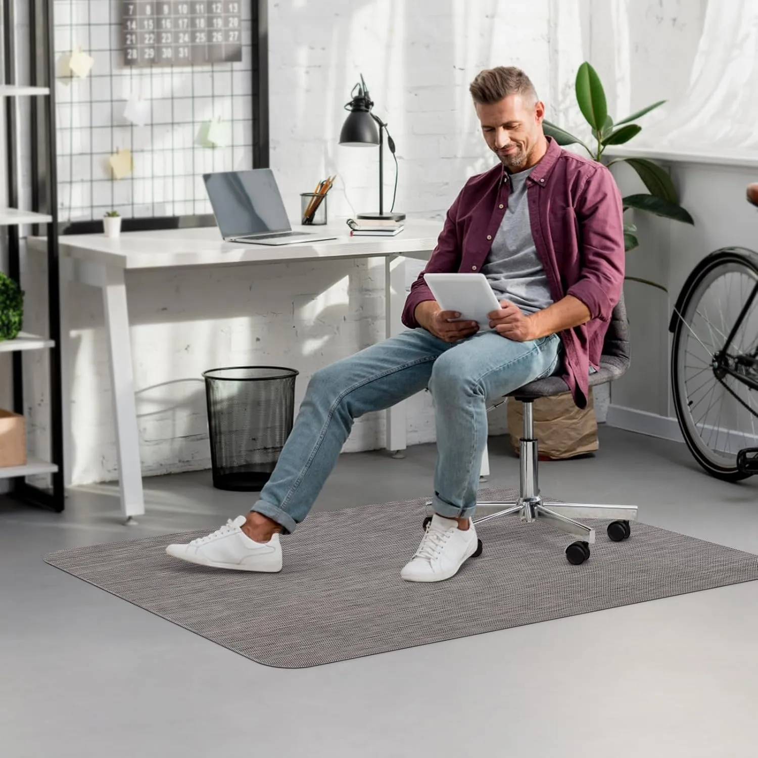 Blvornl Office Chair Mat for Hardwood Floor, 35" x 48" Desk Computer Chair Mat for Hard Wood and Tile Floor, Large Anti-Slip Hard Floor Protector Rolling Chair Mat, PVC Mat Desk Rug for Office Home