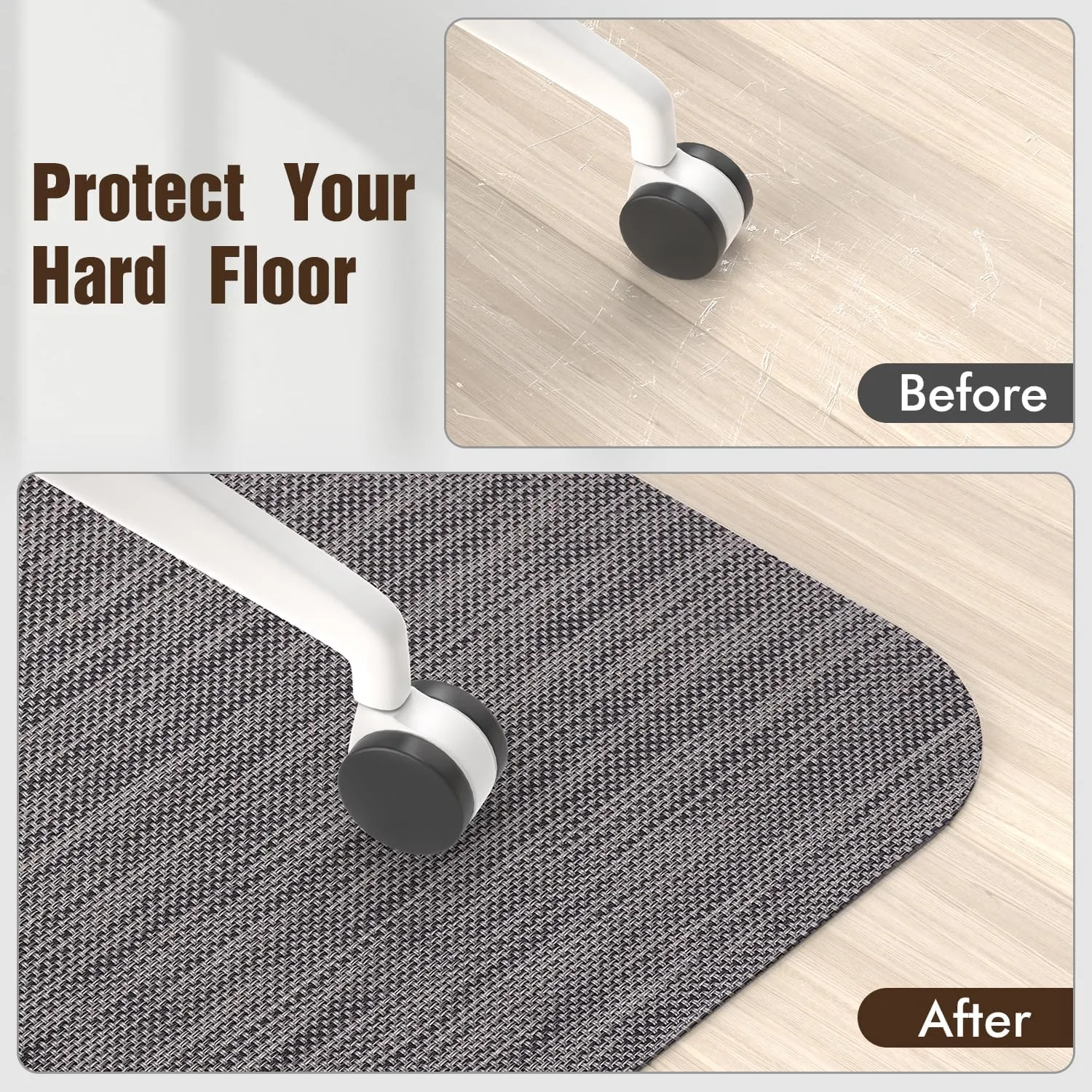 Blvornl Office Chair Mat for Hardwood Floor, 35" x 48" Desk Computer Chair Mat for Hard Wood and Tile Floor, Large Anti-Slip Hard Floor Protector Rolling Chair Mat, PVC Mat Desk Rug for Office Home