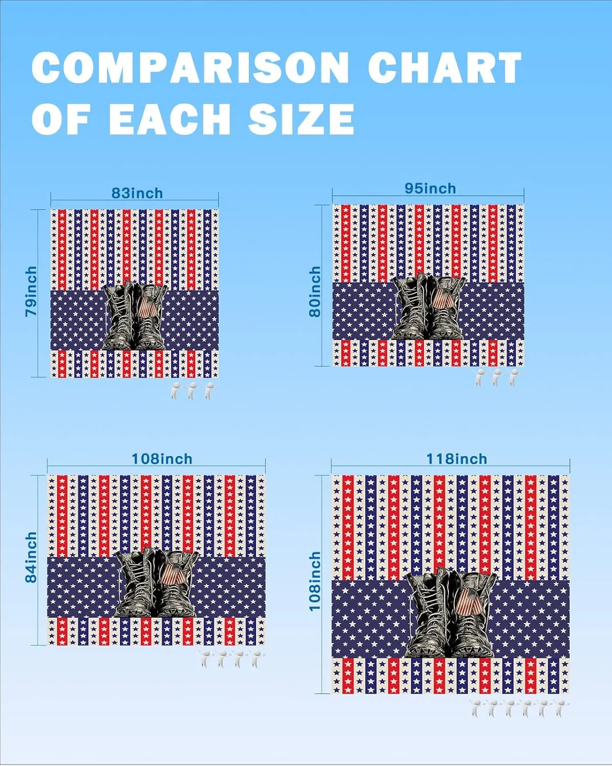 Boots Freedom Beach Blanket Oversized with Stakes Waterproof Sandproof Beach Mat with Corner Pockets for Outdoor Travel Camping Hiking Picnic,Stripes Stars 4th of July Memorial Patriotic Day 118"x108"