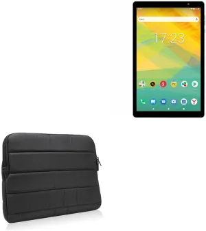 BoxWave Case Compatible with Prestigio Grace 4991 - Polar Jacket, Puffy Padded Material Zip Up Sleeve Pouch - Jet Black