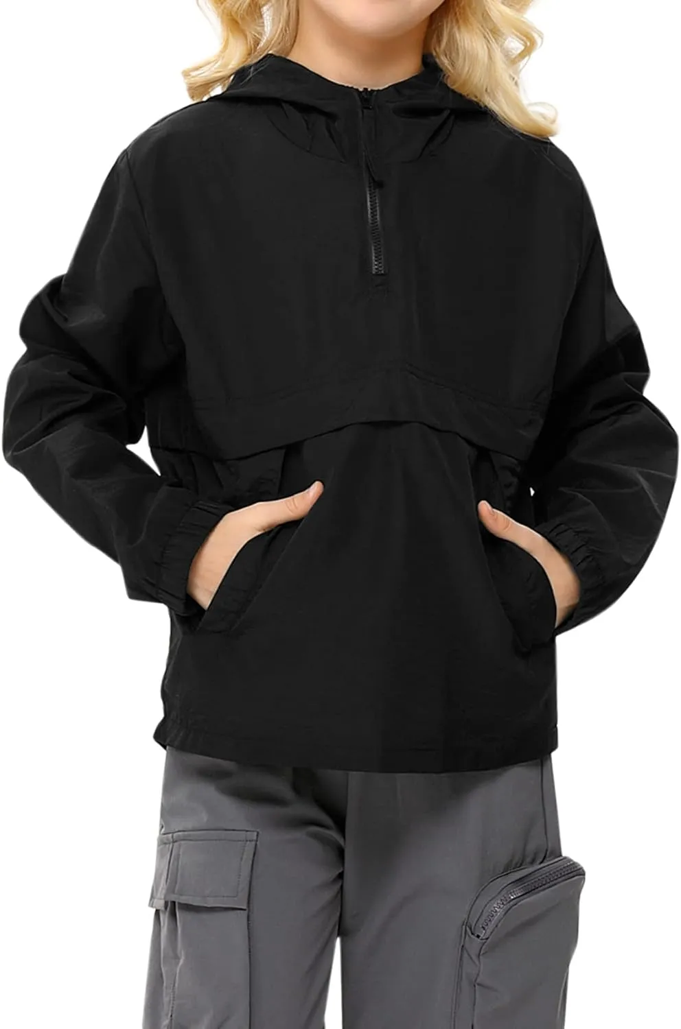 Boys Girls Packable Rain Jacket Lightweight Waterproof Hooded Raincoats Windproof Size 3-12Y