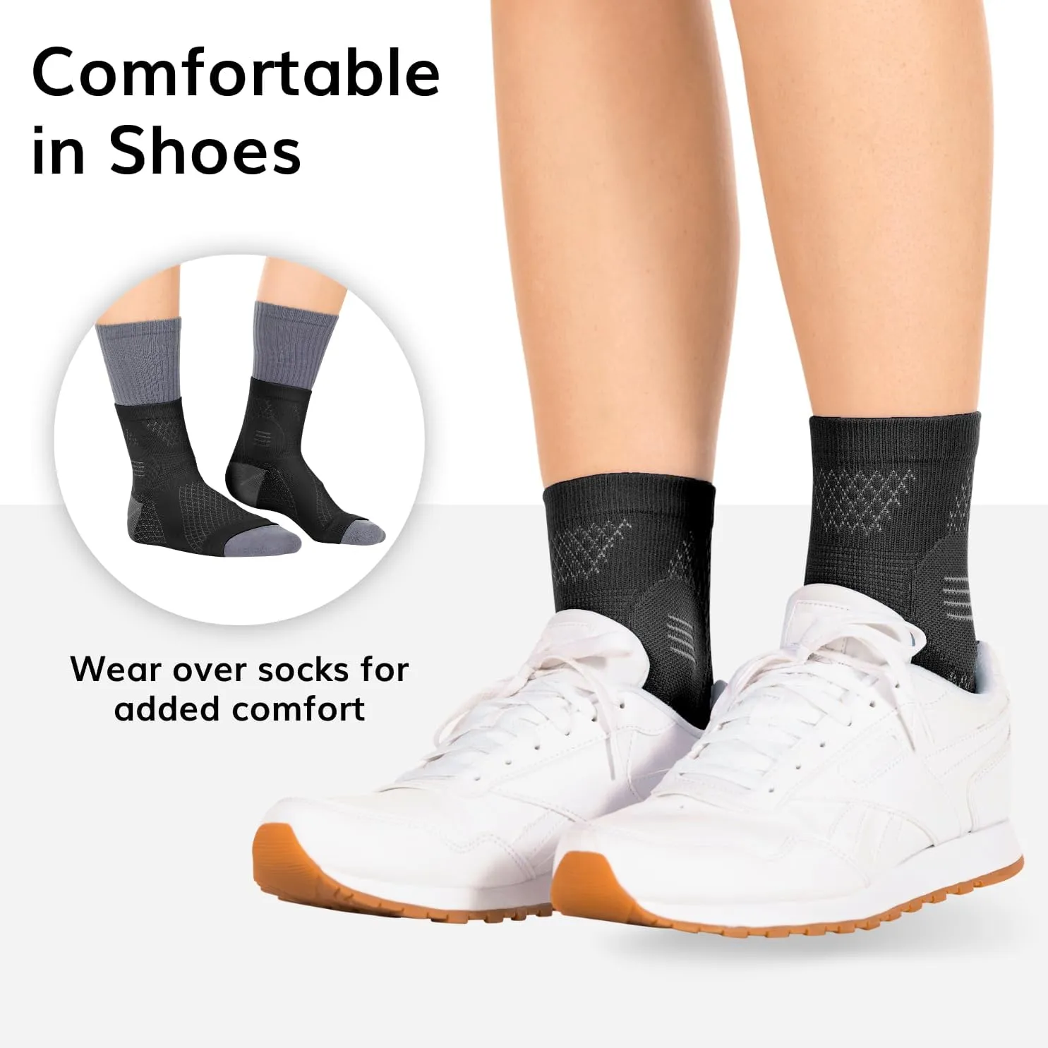 BraceAbility Neuropathy Socks (3 Pairs) - Multipack Peripheral Compression Diabetic Toeless Foot Sleeves for Nerve Damage in Feet, Ankle Gout, Plantar Fasciitis Relief for Men and Women (XL - Black)