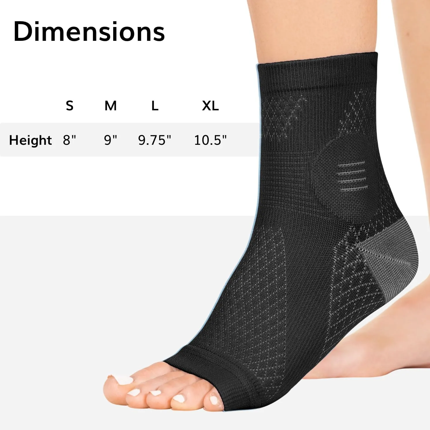 BraceAbility Neuropathy Socks (3 Pairs) - Multipack Peripheral Compression Diabetic Toeless Foot Sleeves for Nerve Damage in Feet, Ankle Gout, Plantar Fasciitis Relief for Men and Women (XL - Black)