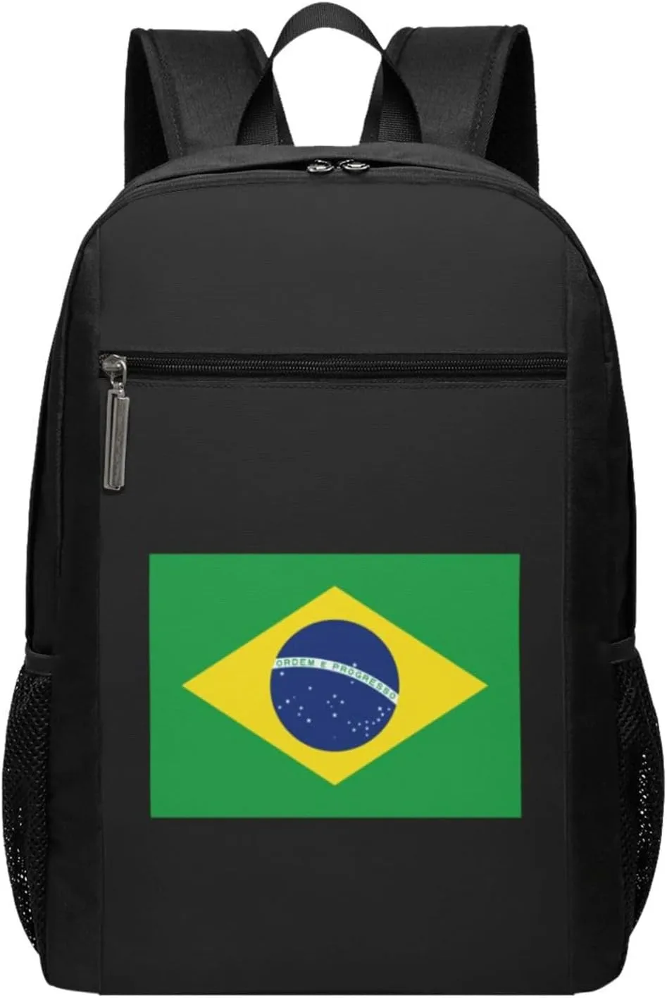 Brazil Flag Travel Laptop Backpack, Business Anti Theft Slim Sturdy Laptops Backpacks, College Computer Bag Gift for Men & Women Fits 17 Inch Notebook,Black