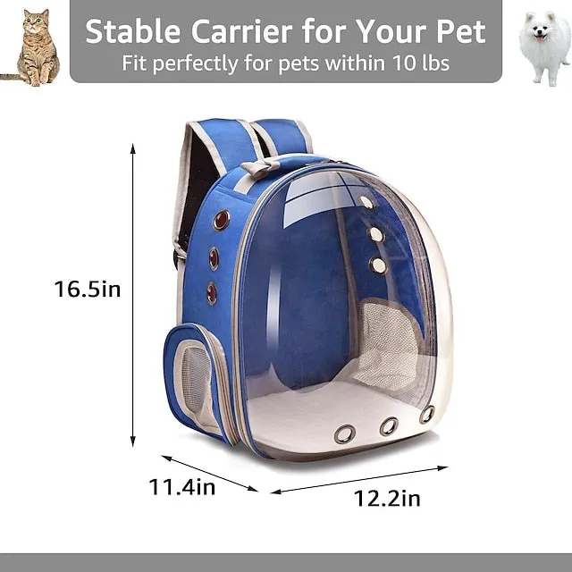 breathable pet travel backpack space capsule carrier bag hiking bubble backpack for cat &amp; dog (light blue)