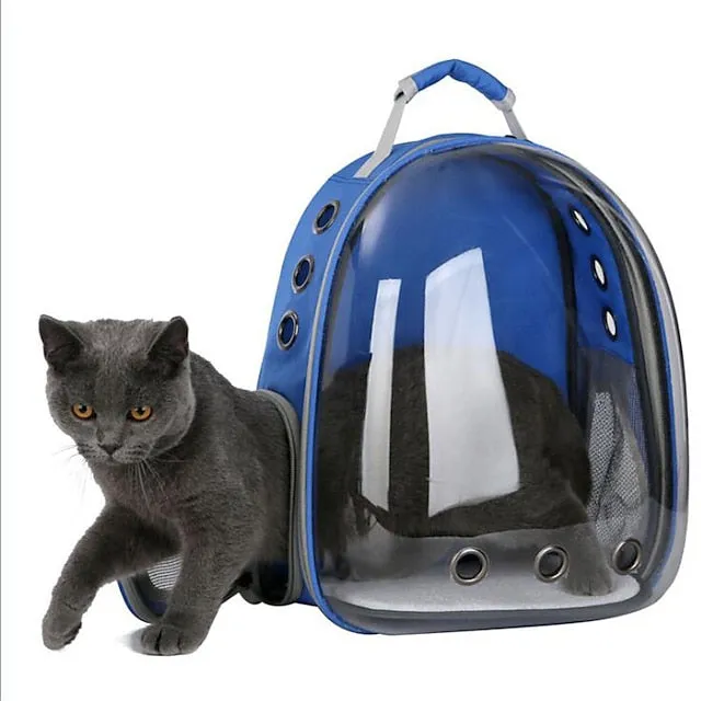 breathable pet travel backpack space capsule carrier bag hiking bubble backpack for cat &amp; dog (light blue)