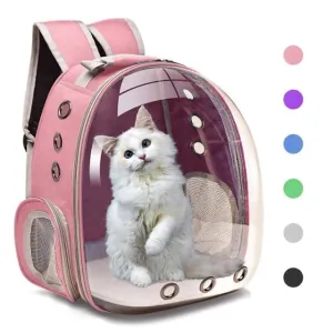 breathable pet travel backpack space capsule carrier bag hiking bubble backpack for cat &amp; dog (light blue)