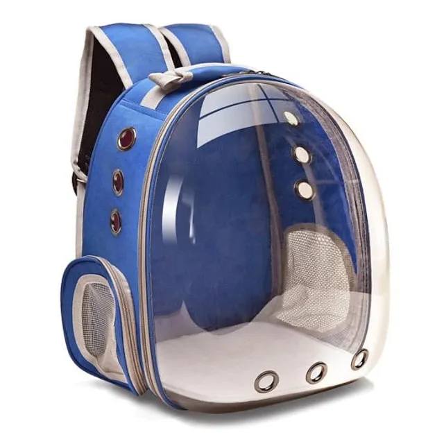 breathable pet travel backpack space capsule carrier bag hiking bubble backpack for cat &amp; dog (light blue)