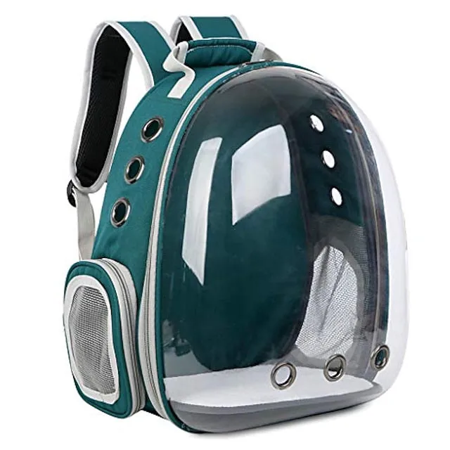 breathable pet travel backpack space capsule carrier bag hiking bubble backpack for cat &amp; dog (light blue)
