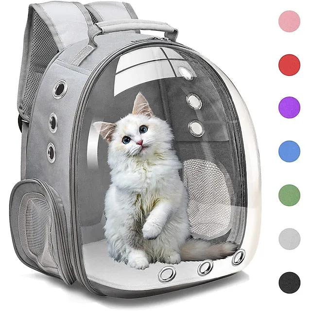 breathable pet travel backpack space capsule carrier bag hiking bubble backpack for cat &amp; dog (light blue)