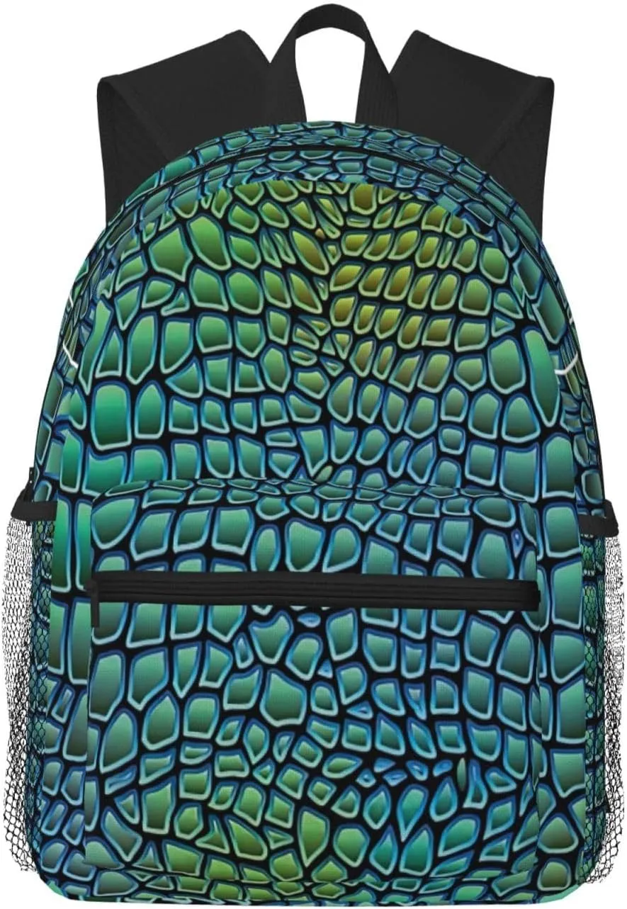 BREAUX Alligator Skin print Lightweight Comfortable Backpack for Men Women, Durability Laptop Daypack, Travel bag ﻿