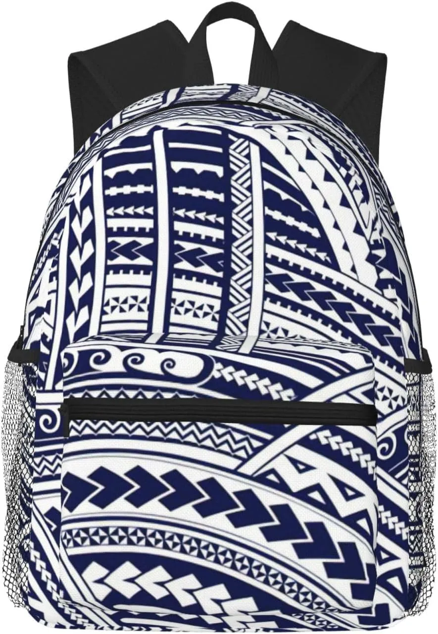BREAUX Blue Polynesian Maori Tribal Pattern print Lightweight Comfortable Backpack for Men Women, Durability Laptop Daypack, Travel bag ﻿