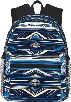 BREAUX Blue Polynesian Maori Tribal Pattern print Lightweight Comfortable Backpack for Men Women, Durability Laptop Daypack, Travel bag ﻿