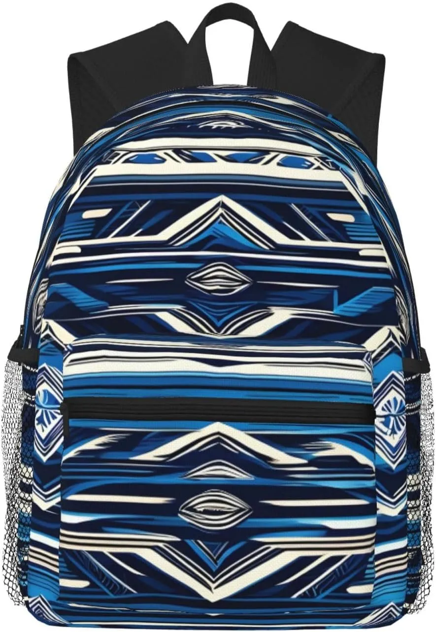 BREAUX Blue Polynesian Maori Tribal Pattern print Lightweight Comfortable Backpack for Men Women, Durability Laptop Daypack, Travel bag ﻿