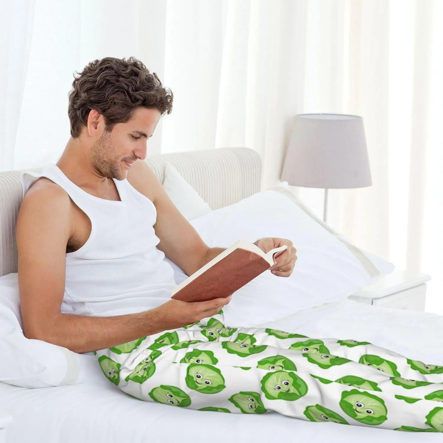 bright cabbage cute eyes funny Mens Pajama Pants, Lounge PJ Pants With Drawstring, Men's Pajama Bottom Sleepwear