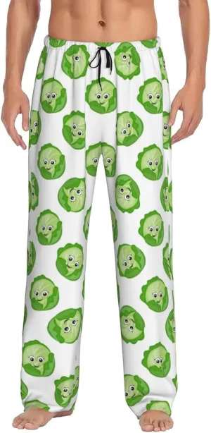 bright cabbage cute eyes funny Mens Pajama Pants, Lounge PJ Pants With Drawstring, Men's Pajama Bottom Sleepwear
