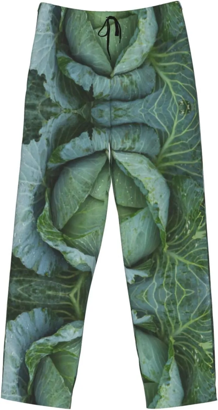 Bright Cabbage Print Men Relaxation Pajama Pants Soft Lightweight Lounge Bottoms With Drawstring Pants