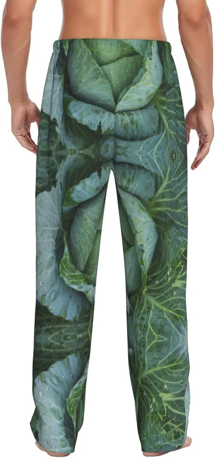 Bright Cabbage Print Men Relaxation Pajama Pants Soft Lightweight Lounge Bottoms With Drawstring Pants