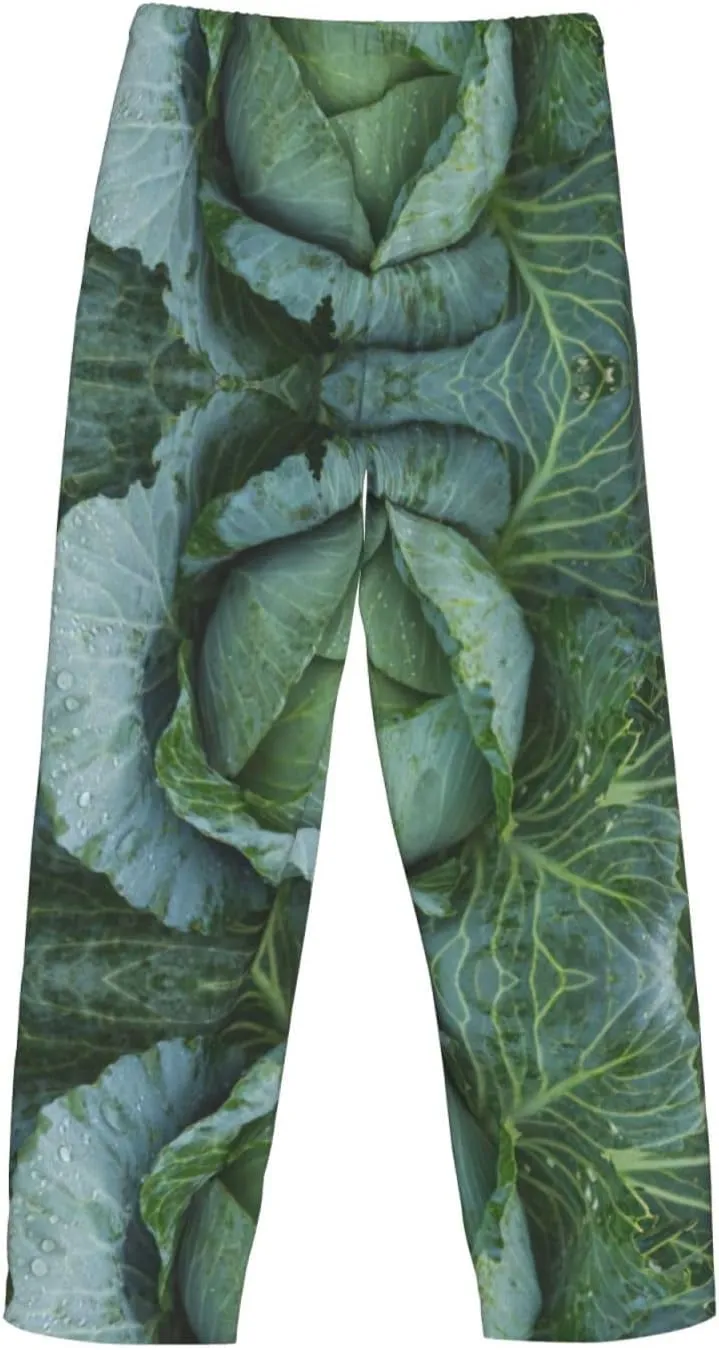 Bright Cabbage Print Men Relaxation Pajama Pants Soft Lightweight Lounge Bottoms With Drawstring Pants