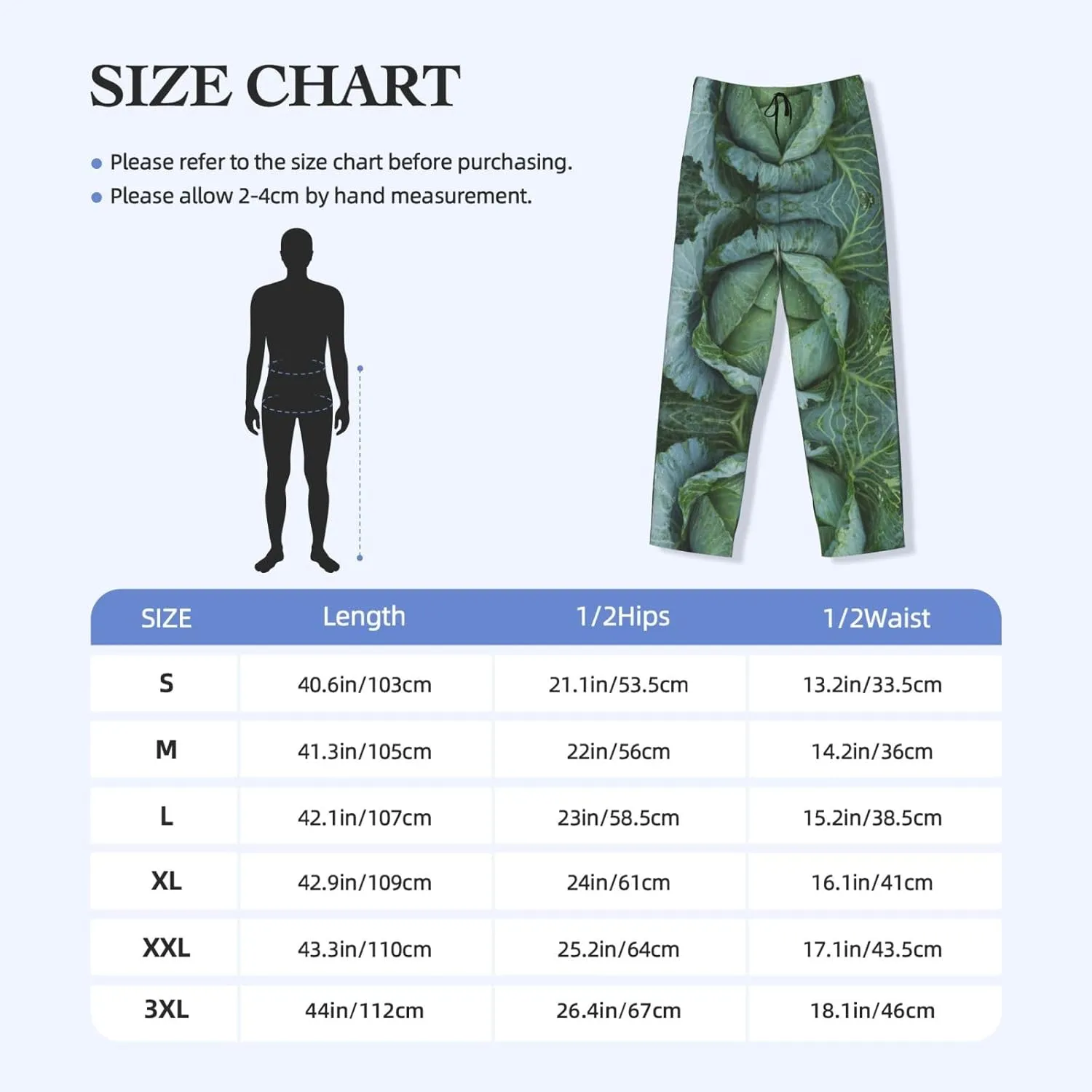 Bright Cabbage Print Men Relaxation Pajama Pants Soft Lightweight Lounge Bottoms With Drawstring Pants