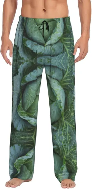 Bright Cabbage Print Men Relaxation Pajama Pants Soft Lightweight Lounge Bottoms With Drawstring Pants