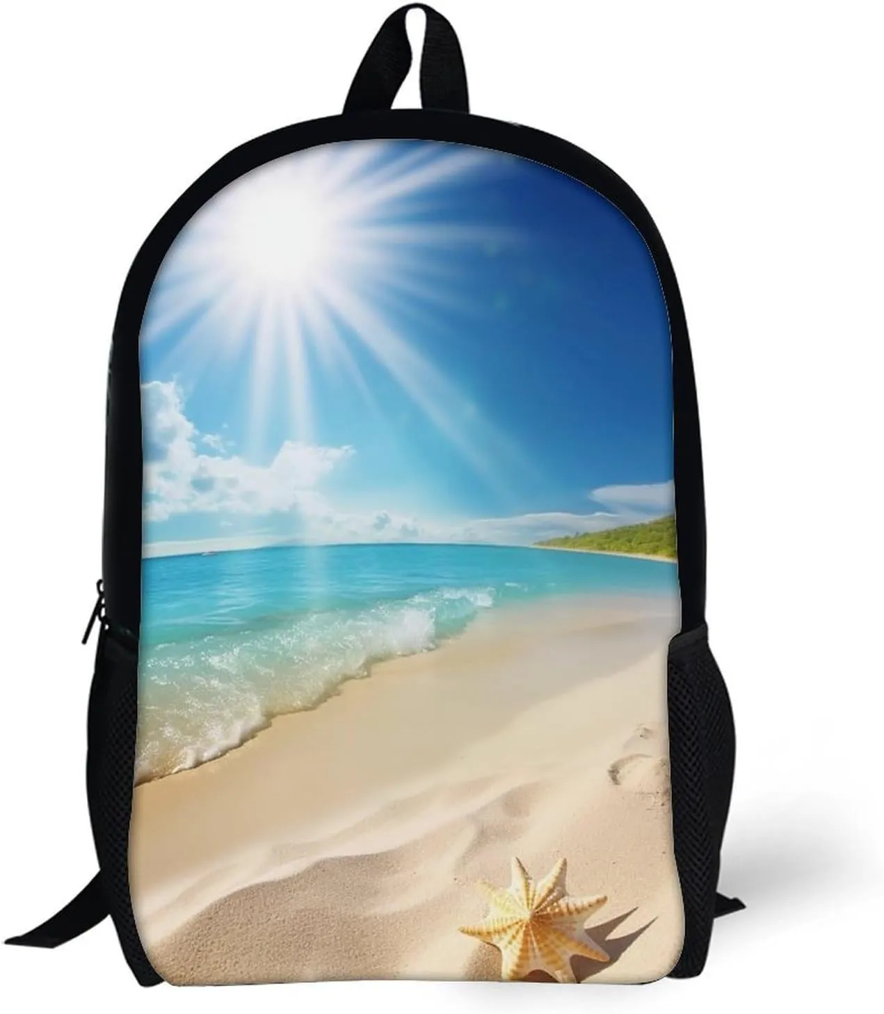 Bright Sunshine Summer Beach Backpack, Laptop Backpack for Men, 17 Inch Travel Hiking Daypack, Casual Backpack