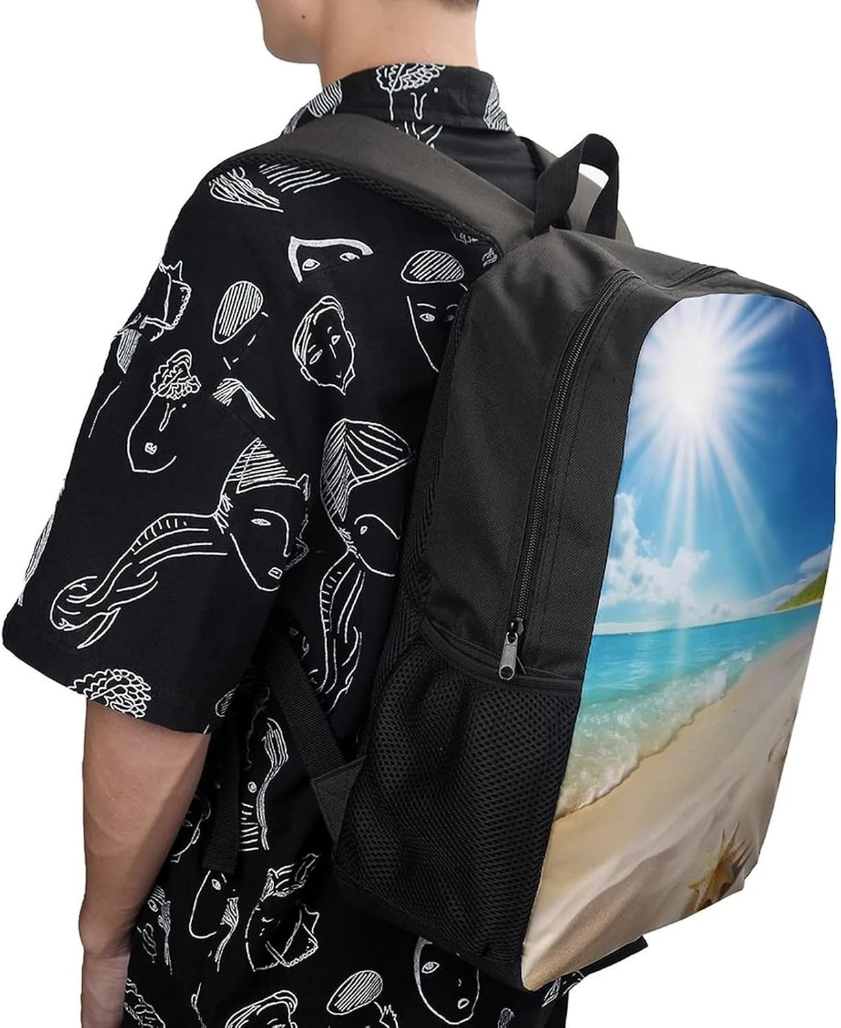 Bright Sunshine Summer Beach Backpack, Laptop Backpack for Men, 17 Inch Travel Hiking Daypack, Casual Backpack