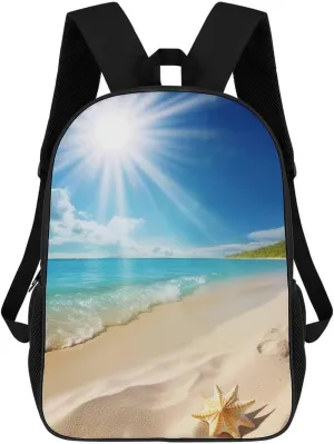 Bright Sunshine Summer Beach Backpack, Laptop Backpack for Men, 17 Inch Travel Hiking Daypack, Casual Backpack