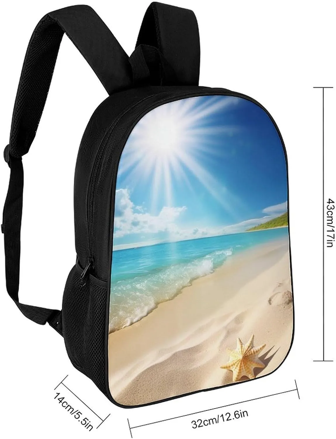 Bright Sunshine Summer Beach Backpack, Laptop Backpack for Men, 17 Inch Travel Hiking Daypack, Casual Backpack