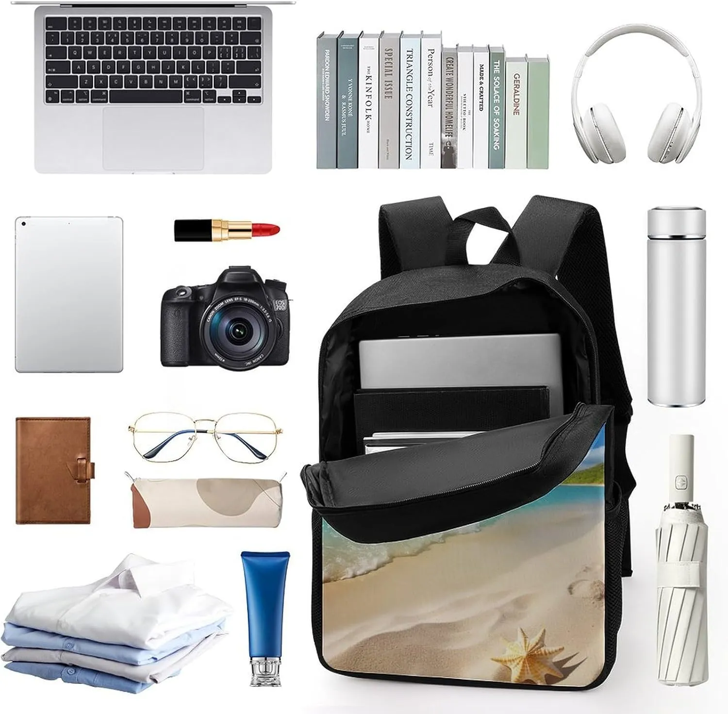 Bright Sunshine Summer Beach Backpack, Laptop Backpack for Men, 17 Inch Travel Hiking Daypack, Casual Backpack