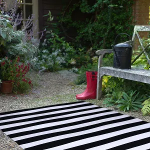Brittany Stripe - Black & White Foldable Rug
