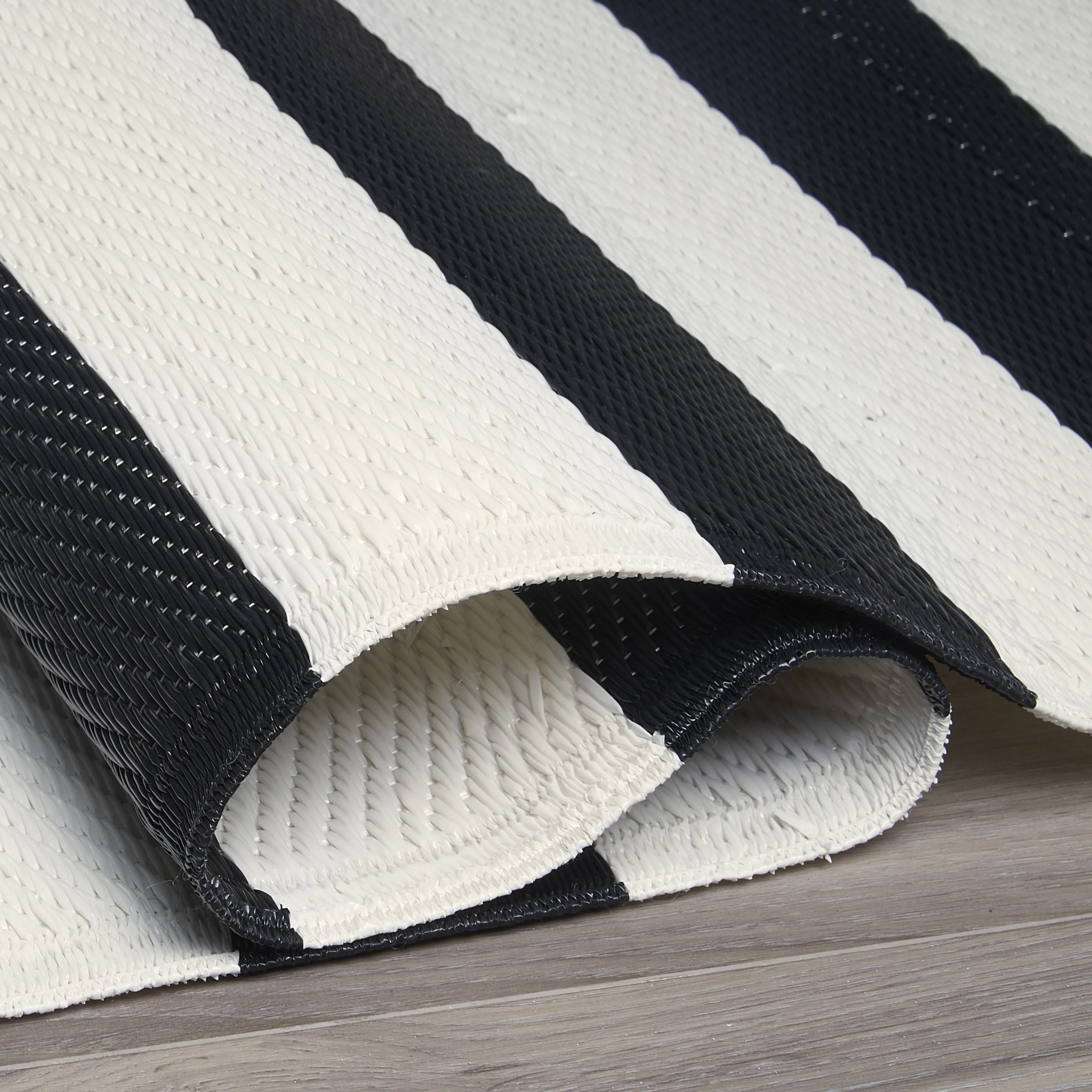 Brittany Stripe - Black & White Foldable Rug