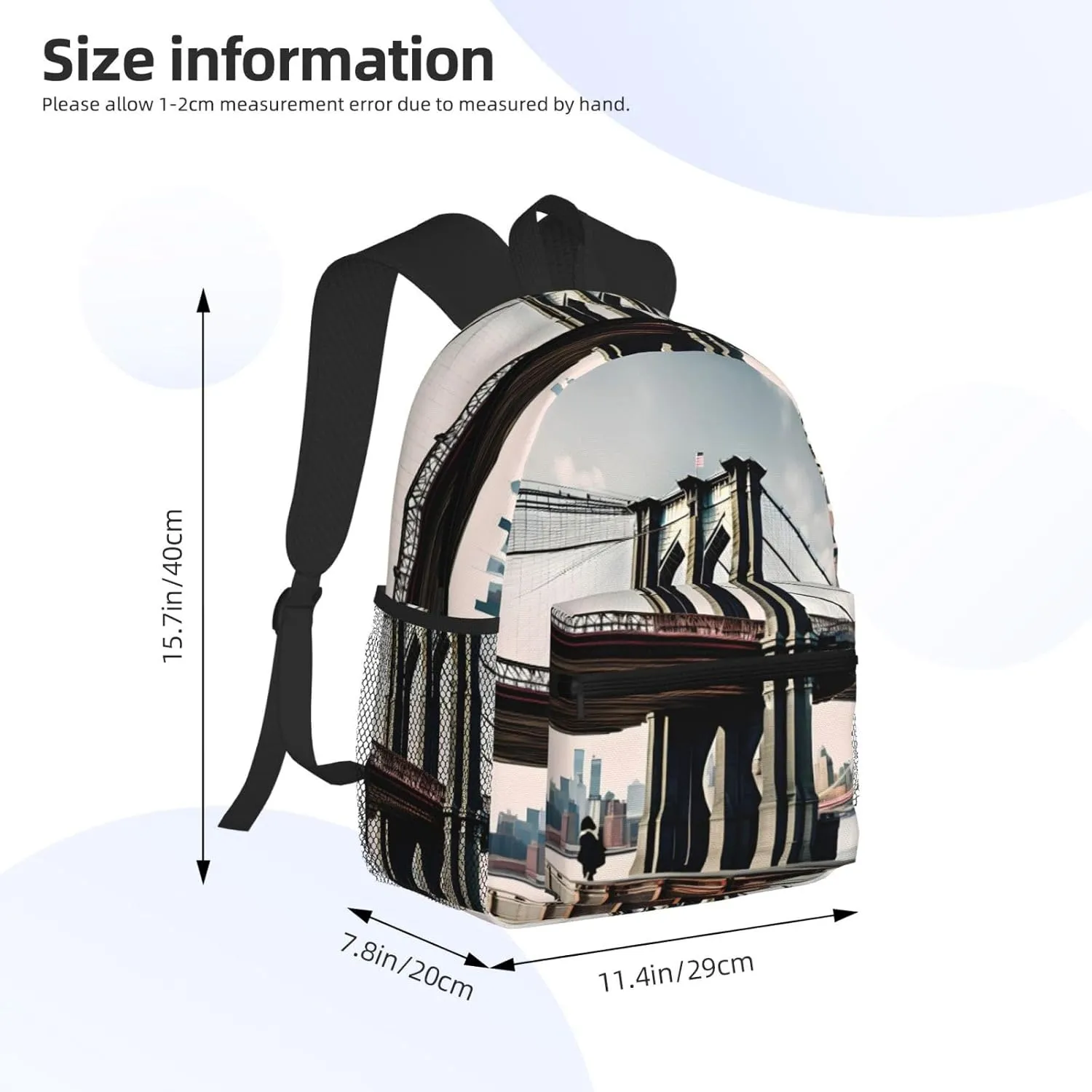 Brooklyn Bridge S Print Trendy Leisure Backpack Your Ideal Travel Companion,A Must-Have For Outdoor Travels