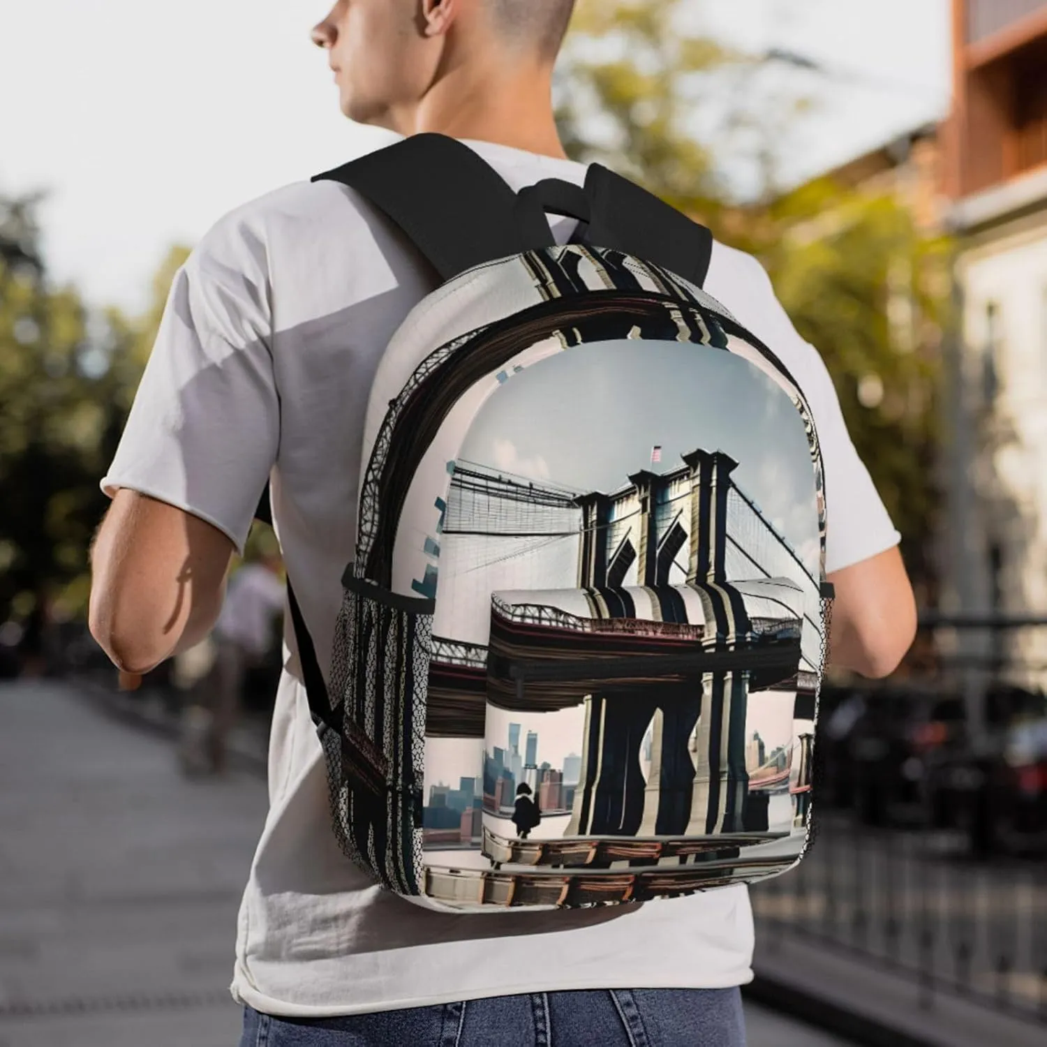 Brooklyn Bridge S Print Trendy Leisure Backpack Your Ideal Travel Companion,A Must-Have For Outdoor Travels