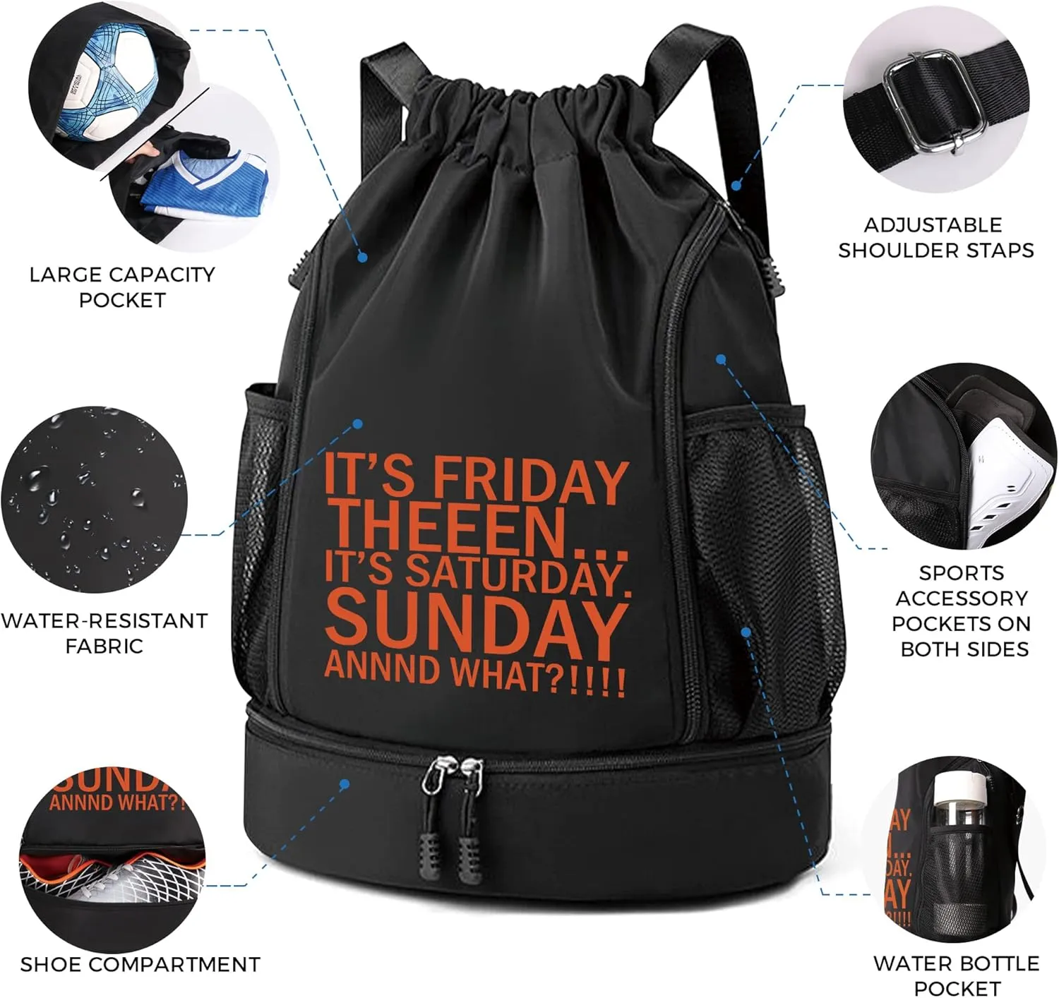 brooman Soccer Bag Boys Girls Backpack for Basketball Football & Volleyball with Ball Compartment