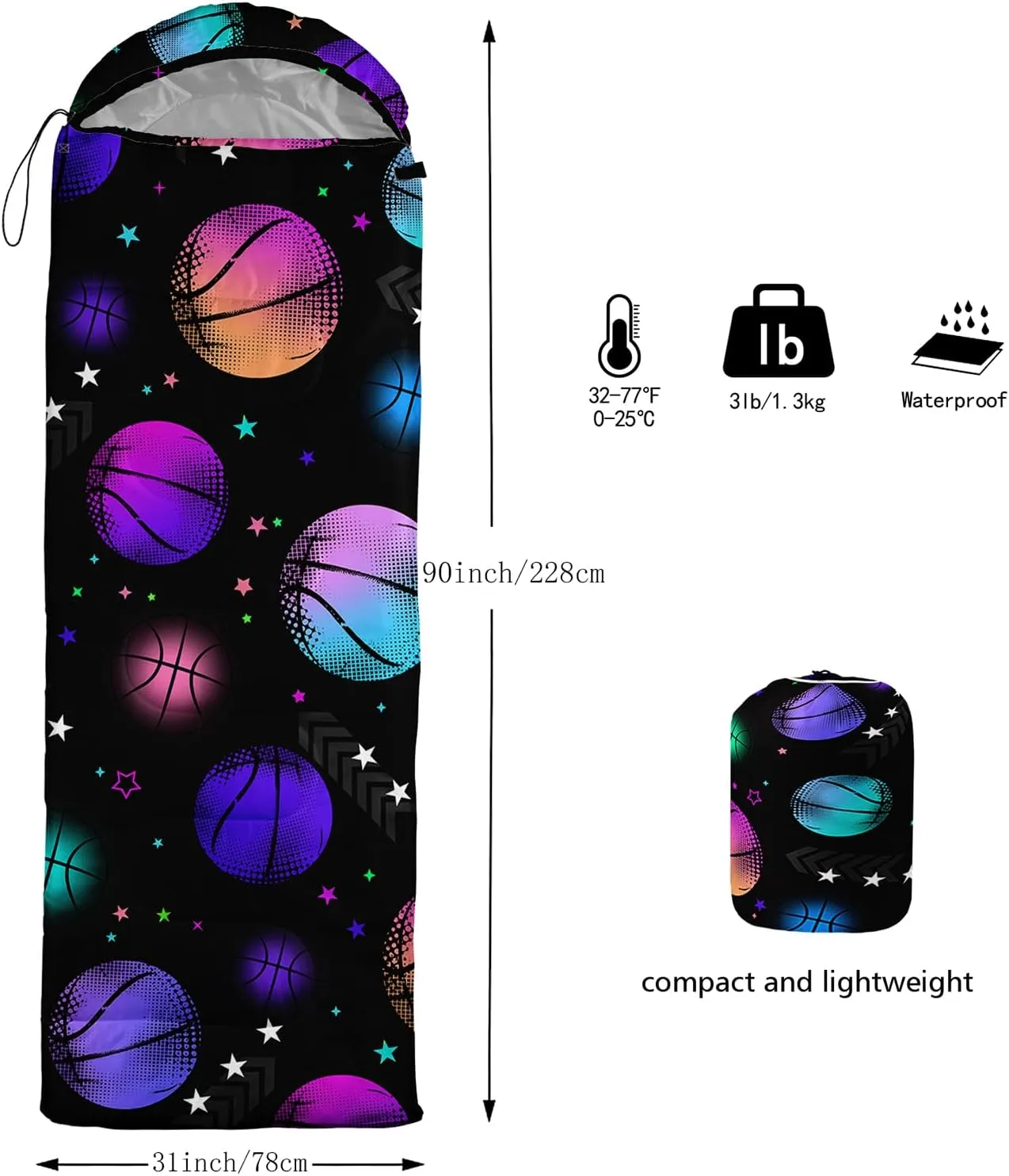 BSNTHO Camping Sleeping Bags,3 Season Warm & Cool Weather,Lightweight,Waterproof Sleeping Bags for Adults & Kids,Traveling,and Outdoors,Camping Gear Equipment
