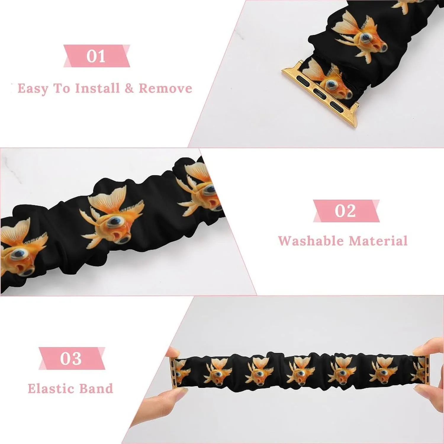 Bubble Eye Fish Fashion Watch Strap Scrunchies Wristbands Compatible With IWatch Series