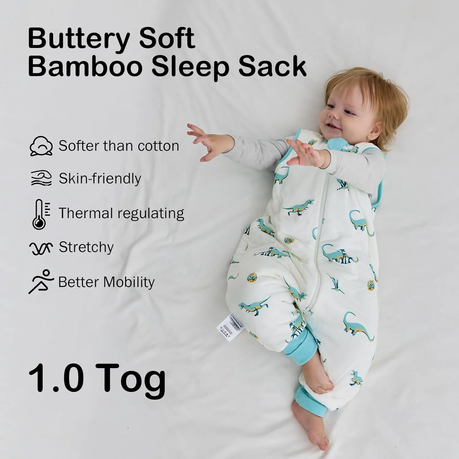 BubblePanda Rayon Made from Bamboo Toddler Sleep Sack with Feet 1.0 Tog Ultra Soft Toddler Sleeping Sack 3t-4t Sleep Bag Walker Quilted Wearable Blanket with Legs 2-Way Zipper Lightweight Extra Long
