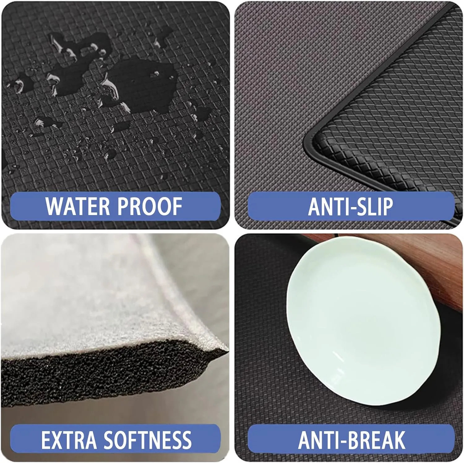 Bulijojo Green Eucalyptus Anti Fatigue Kitchen Floor Mats Set of 2 Waterproof Kitchen Sink Runner Rug Standing Mat Cushioned Kitchen Rugs Comfort Doormat 17"x47" 17"x28"