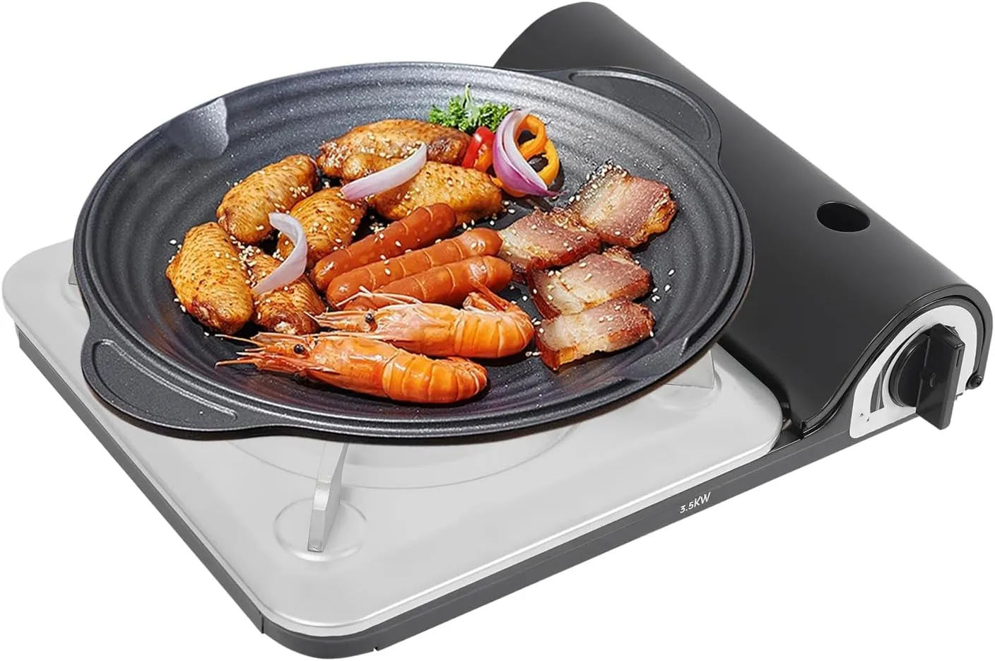 Butane Camping Stove, 3500W Camping Stove with Portable Case, Portable Camping Stove for 3-5 People (Black)