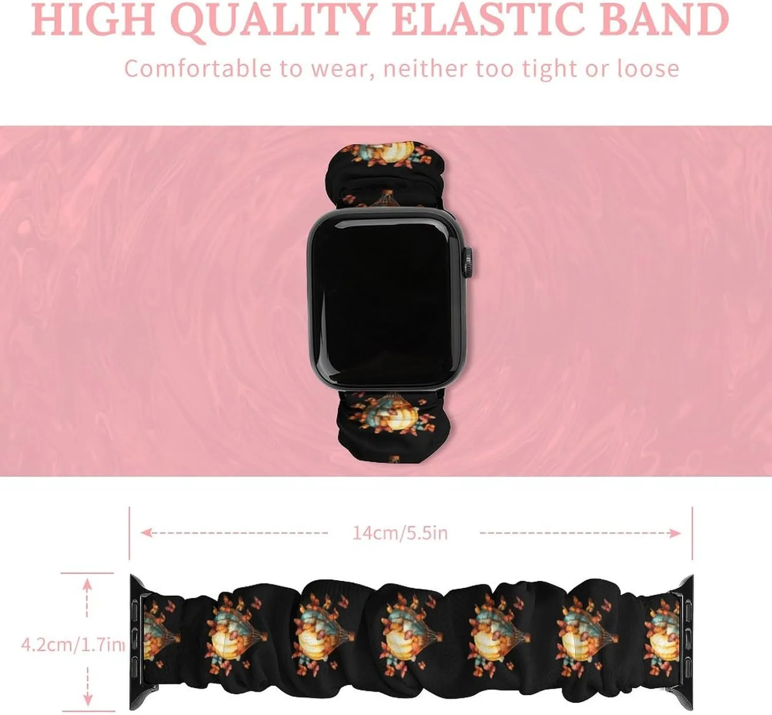 Butterfly Hot Air Balloon Fashion Watch Strap Scrunchies Wristbands Compatible With IWatch Series