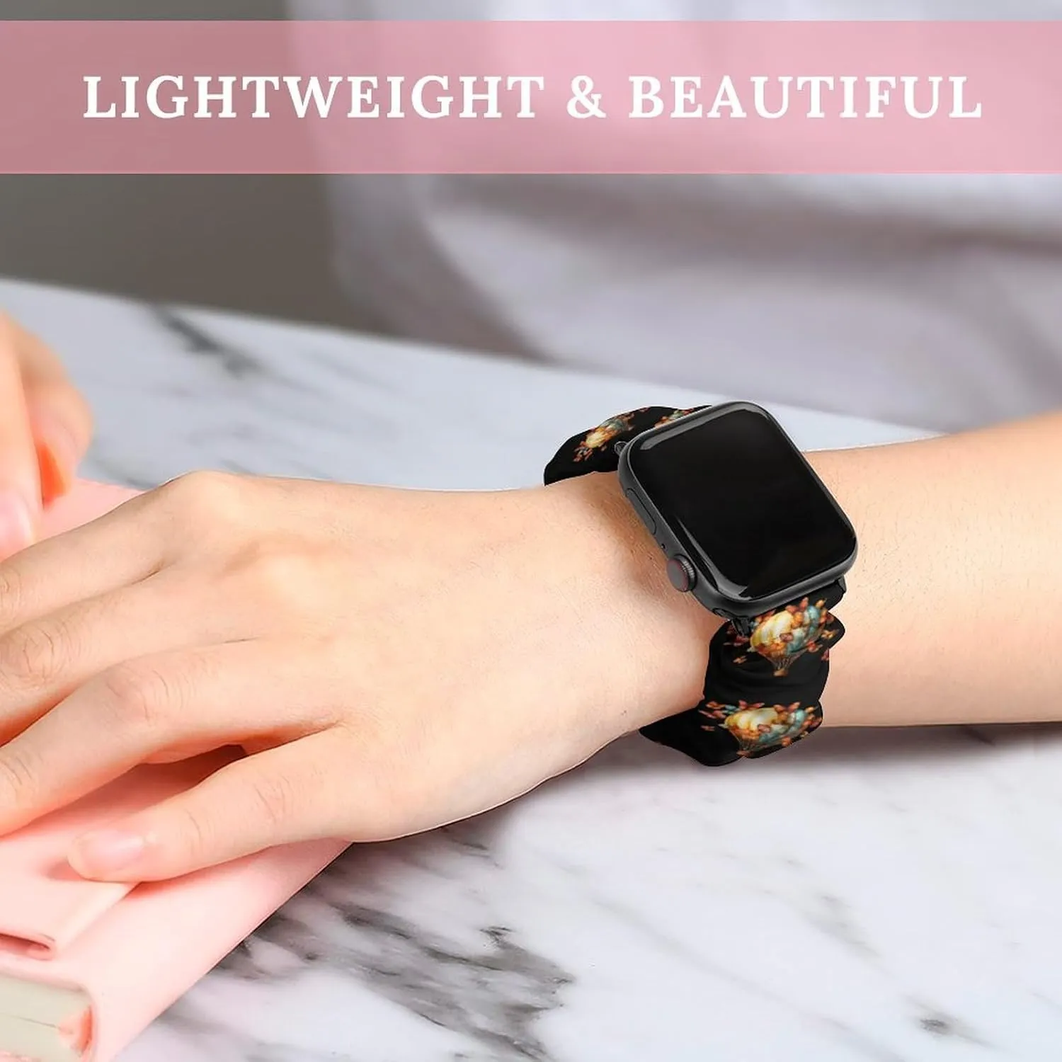 Butterfly Hot Air Balloon Fashion Watch Strap Scrunchies Wristbands Compatible With IWatch Series