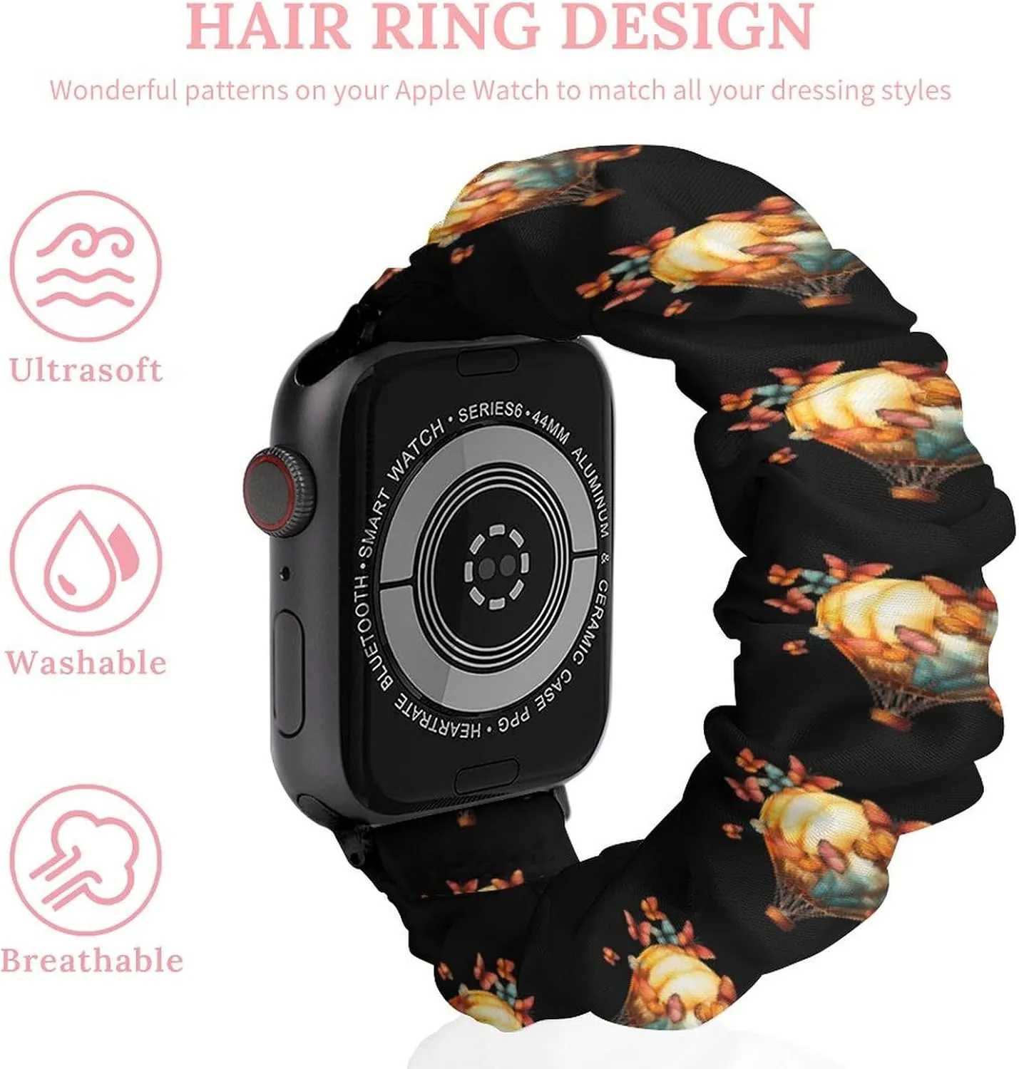 Butterfly Hot Air Balloon Fashion Watch Strap Scrunchies Wristbands Compatible With IWatch Series