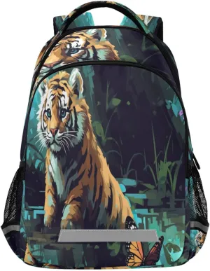 Butterfly Tiger Design Waterproof Backpack - Casual Outdoor Sports Daypack with Ergonomic Shoulder Straps#751
