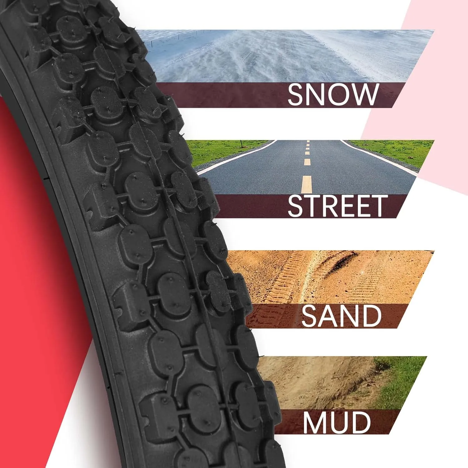 BWSHLF Replacement Mountain Bike Tires, 20/24/26/27.5/29Inch Size, 2 Pack Black Folding MTB Bicycle Tire, Black/Brown Side