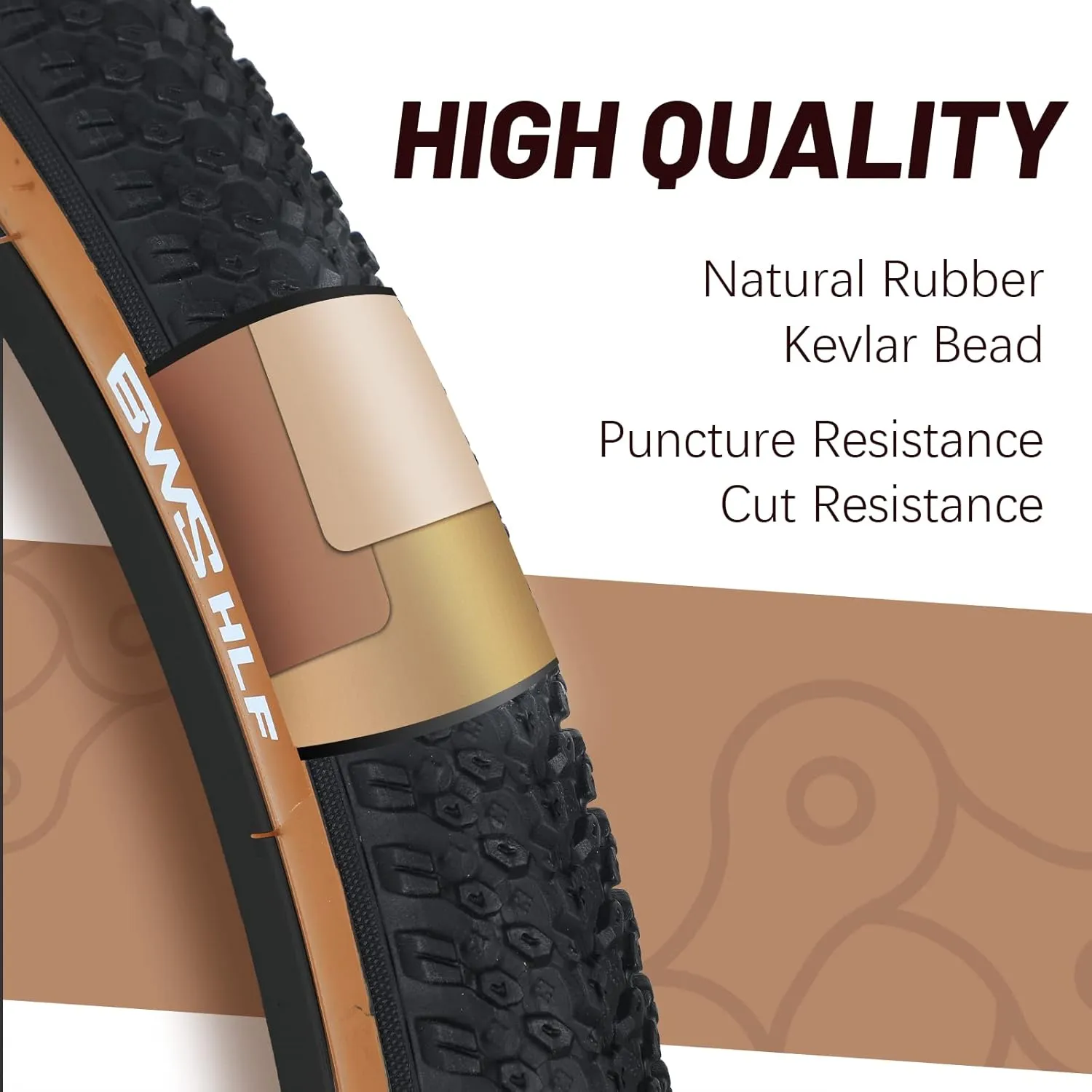 BWSHLF Replacement Mountain Bike Tires, 20/24/26/27.5/29Inch Size, 2 Pack Black Folding MTB Bicycle Tire, Black/Brown Side