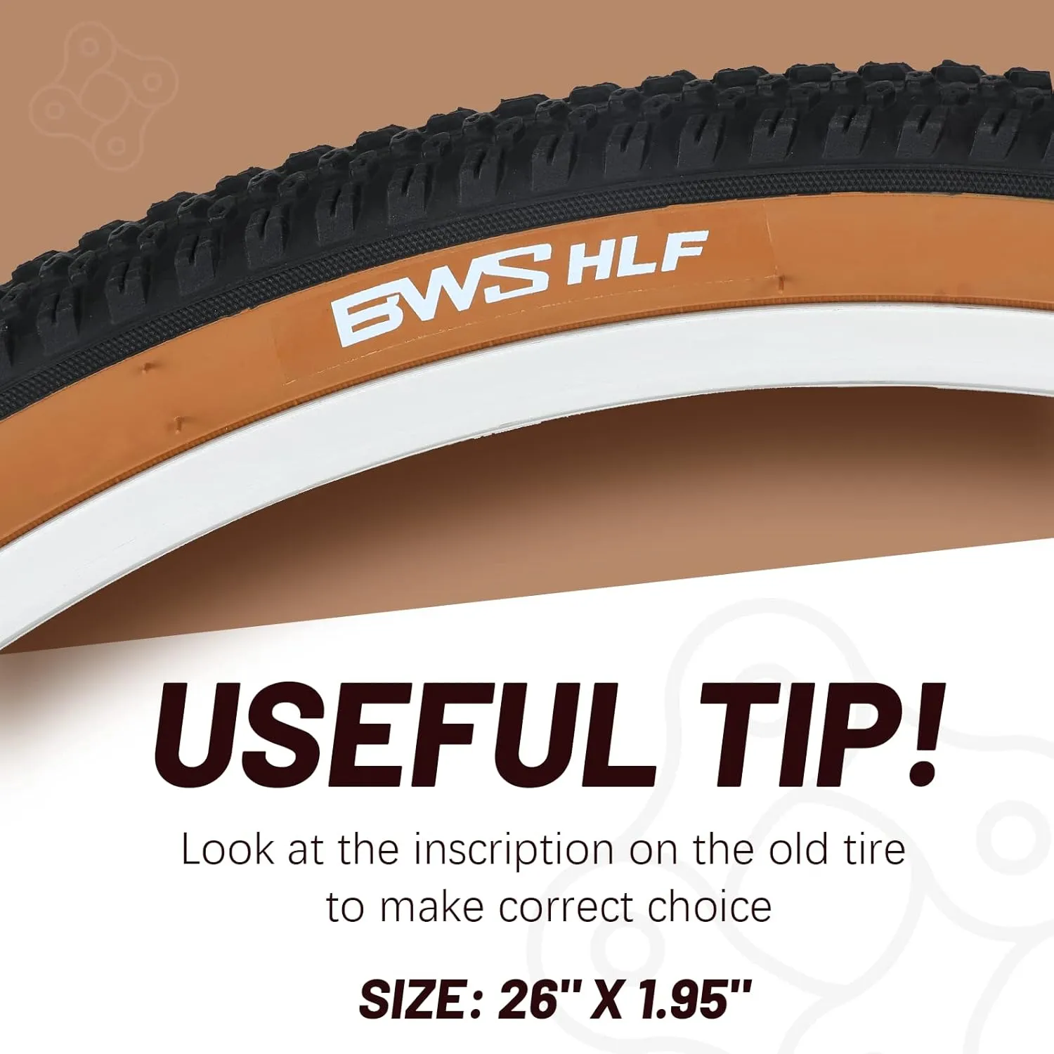 BWSHLF Replacement Mountain Bike Tires, 20/24/26/27.5/29Inch Size, 2 Pack Black Folding MTB Bicycle Tire, Black/Brown Side