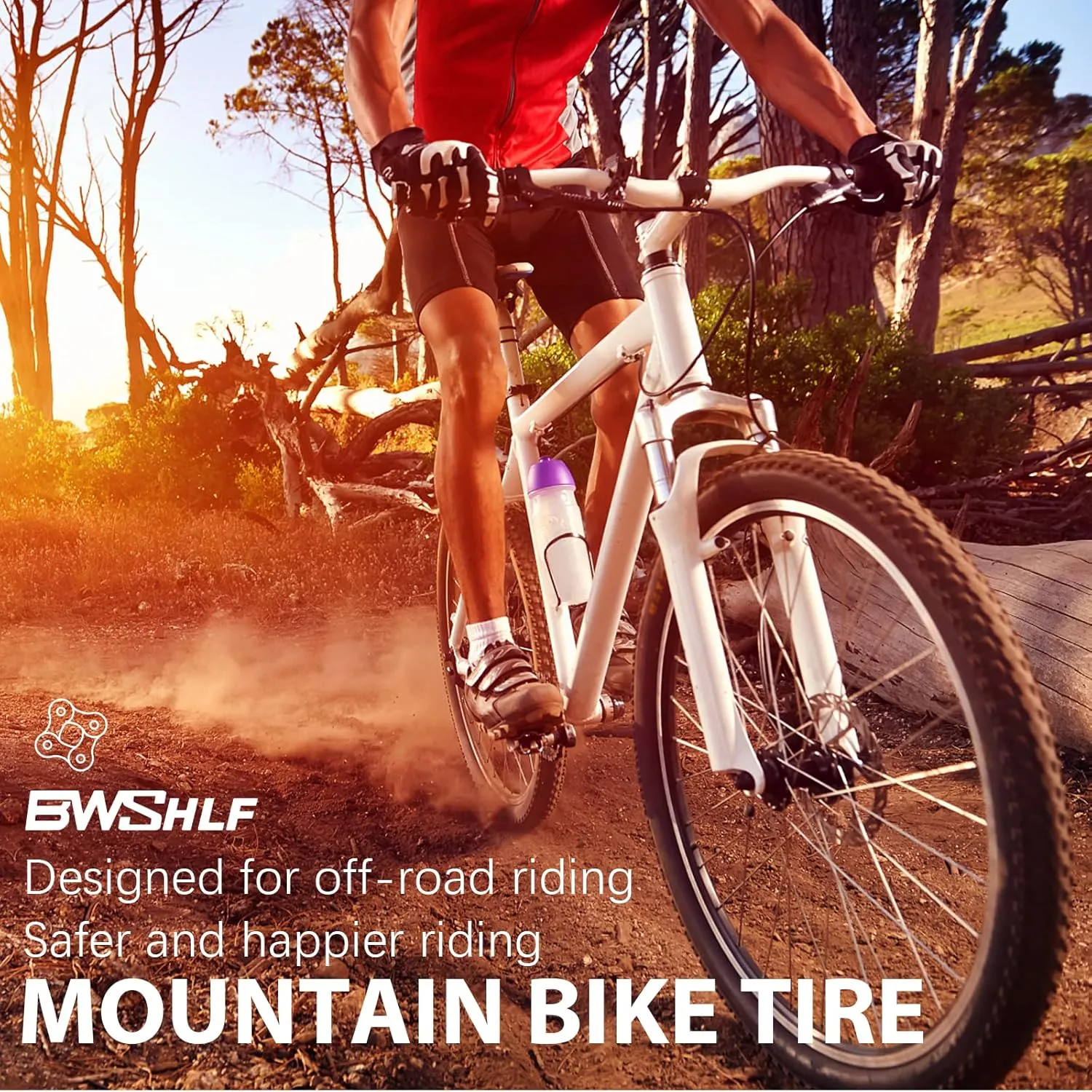 BWSHLF Replacement Mountain Bike Tires, 20/24/26/27.5/29Inch Size, 2 Pack Black Folding MTB Bicycle Tire, Black/Brown Side