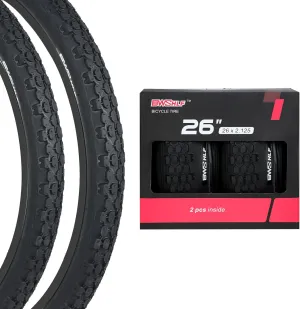BWSHLF Replacement Mountain Bike Tires, 20/24/26/27.5/29Inch Size, 2 Pack Black Folding MTB Bicycle Tire, Black/Brown Side